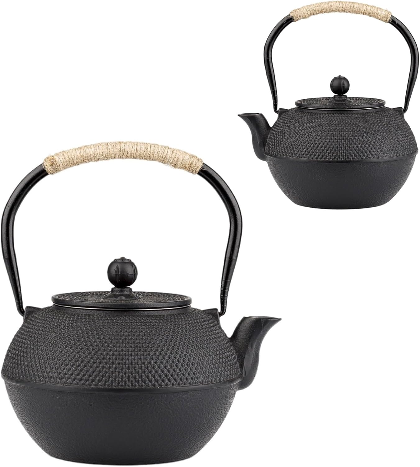 Small Tea Kettle, 40oz Tea Pot, Japanese Tetsubin, Cast Iron Teapot with Infuser for Stovetop Safe Coated with Enameled Interior (Black, 1200ml)