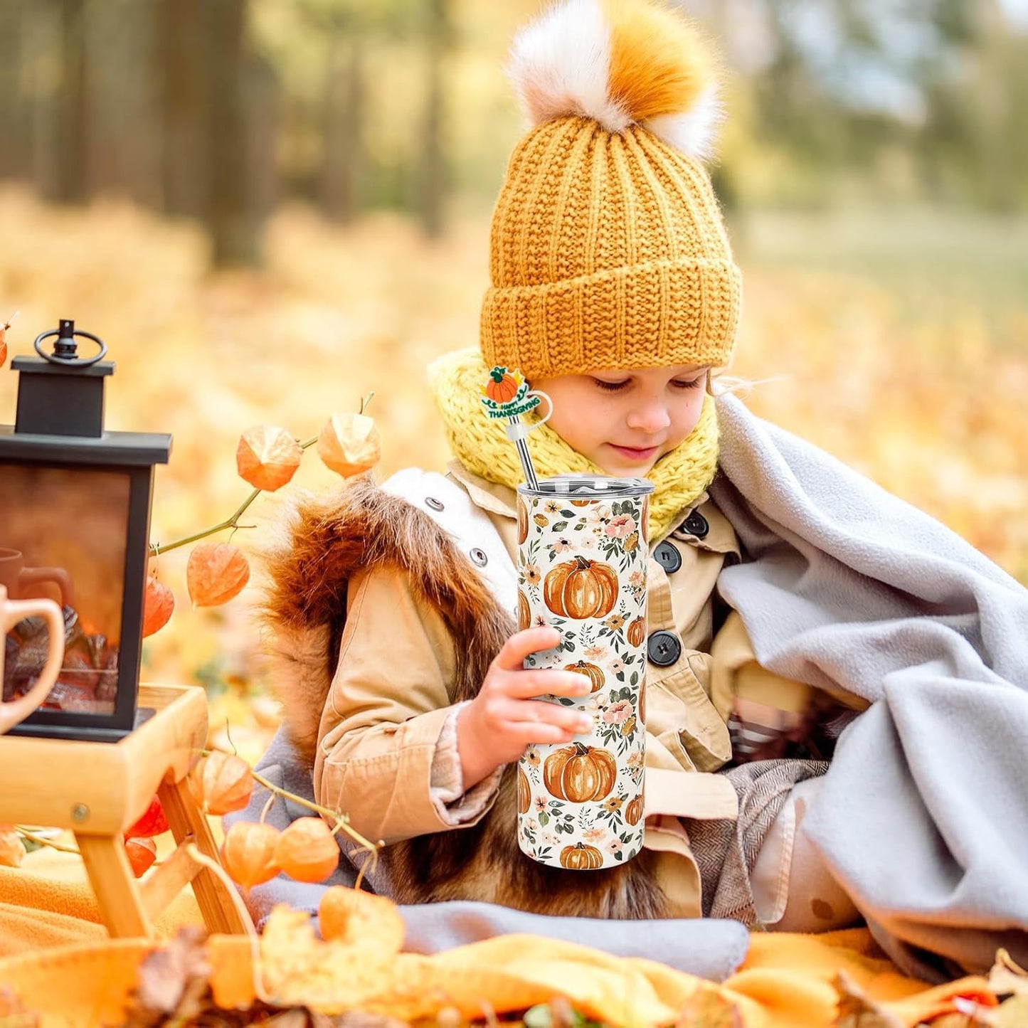 9pcs Fall Toppers for Stanley Cup - Thanksgiving Autumn Straw Covers 10mm Drinking Tip Covers for Stanley Cup Accessories