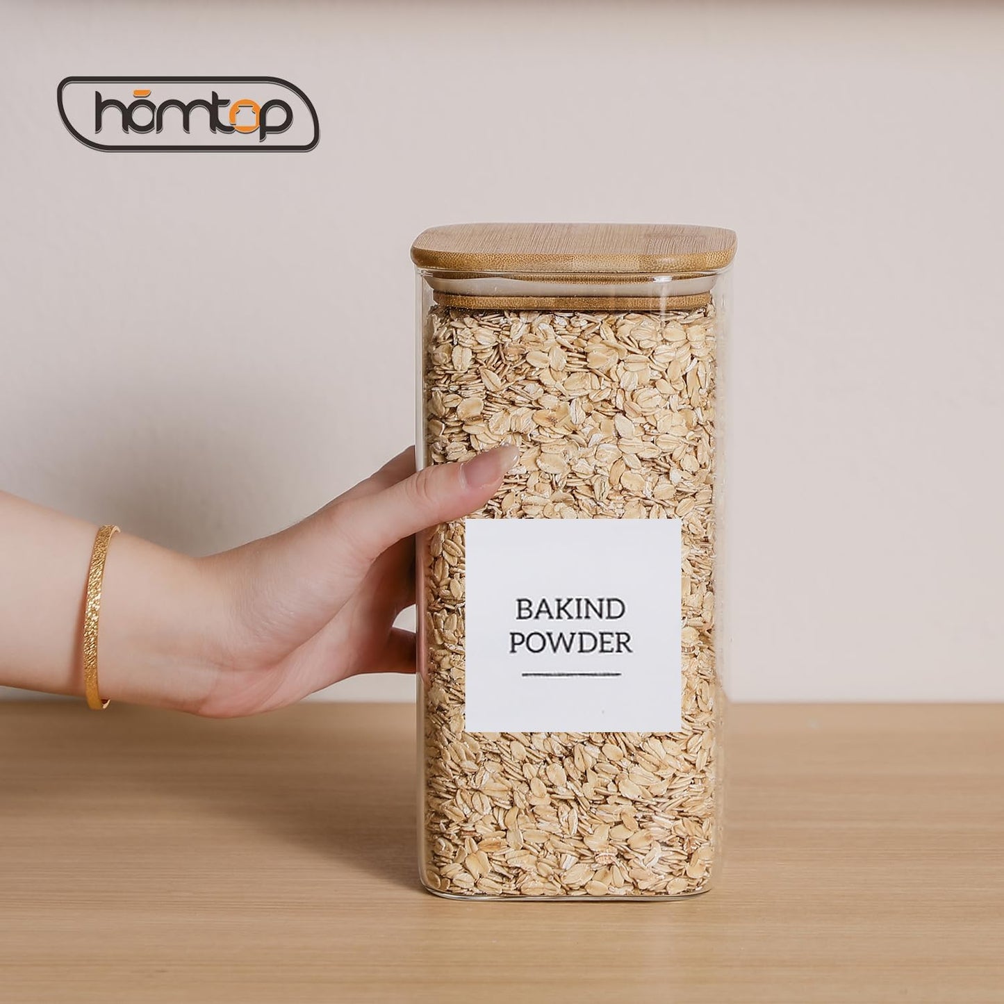 Glass Food Storage Containers with Lids, 50 Oz High Borosilicate Glass Jars for Coffee Bean, Candy, Cookie, Flour, Square