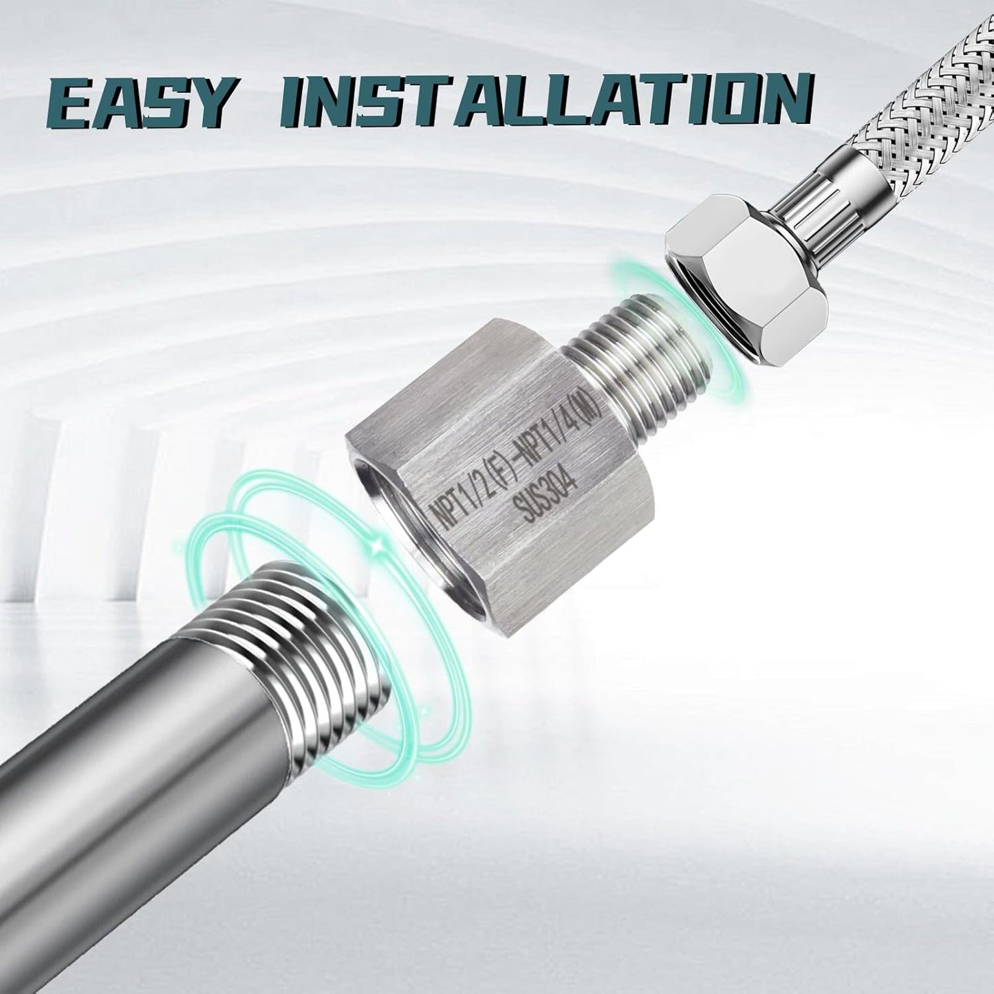 2 pieces Npt3/4 Female to Npt3/8Male Reducer,3/4-3/8Water pipe Adapter, Fabricate of 304 Stainless Steel