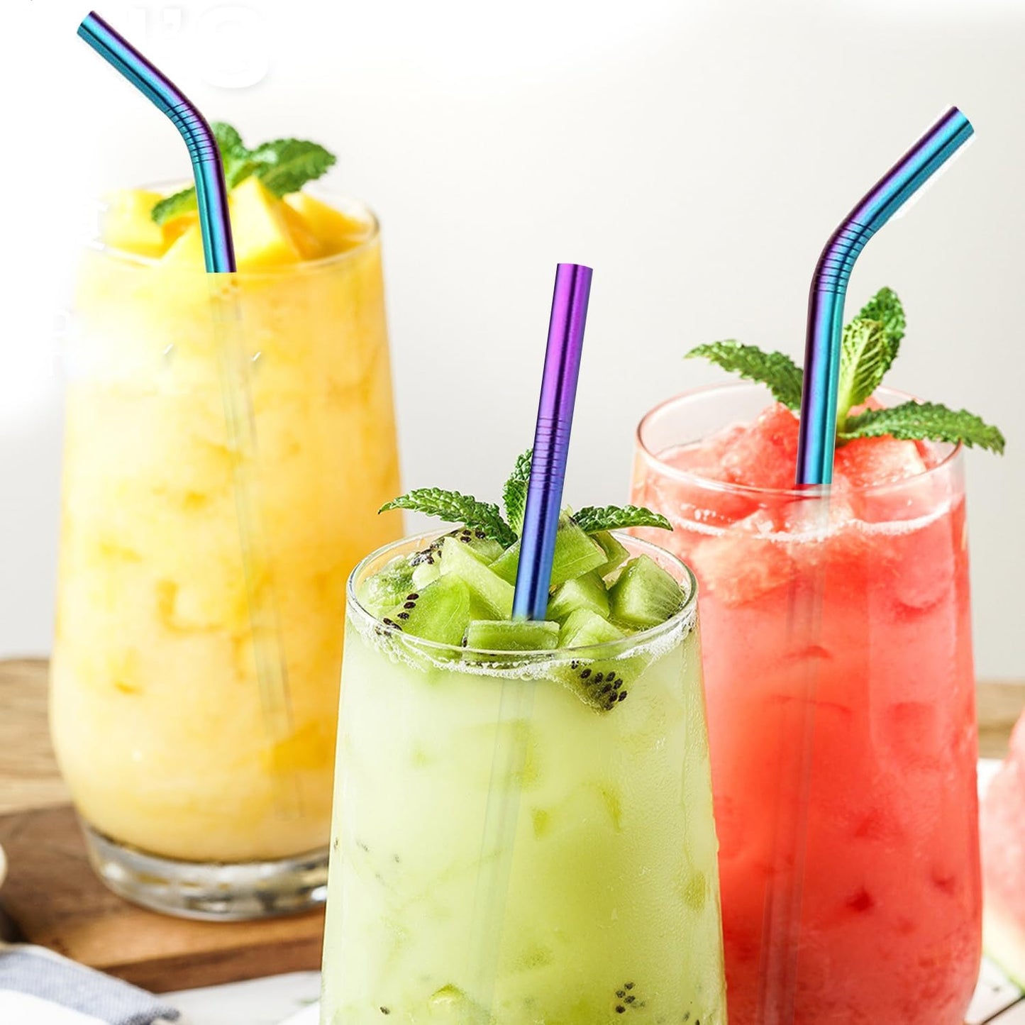 VEHHE Metal Stanley Straw, 12.5-inch Long Stainless Steel Stanley Cup Straw, 4 Pack Reusable Drinking Straws with Cleaning Brush for Stanley Cup Accessories(Rainbow)