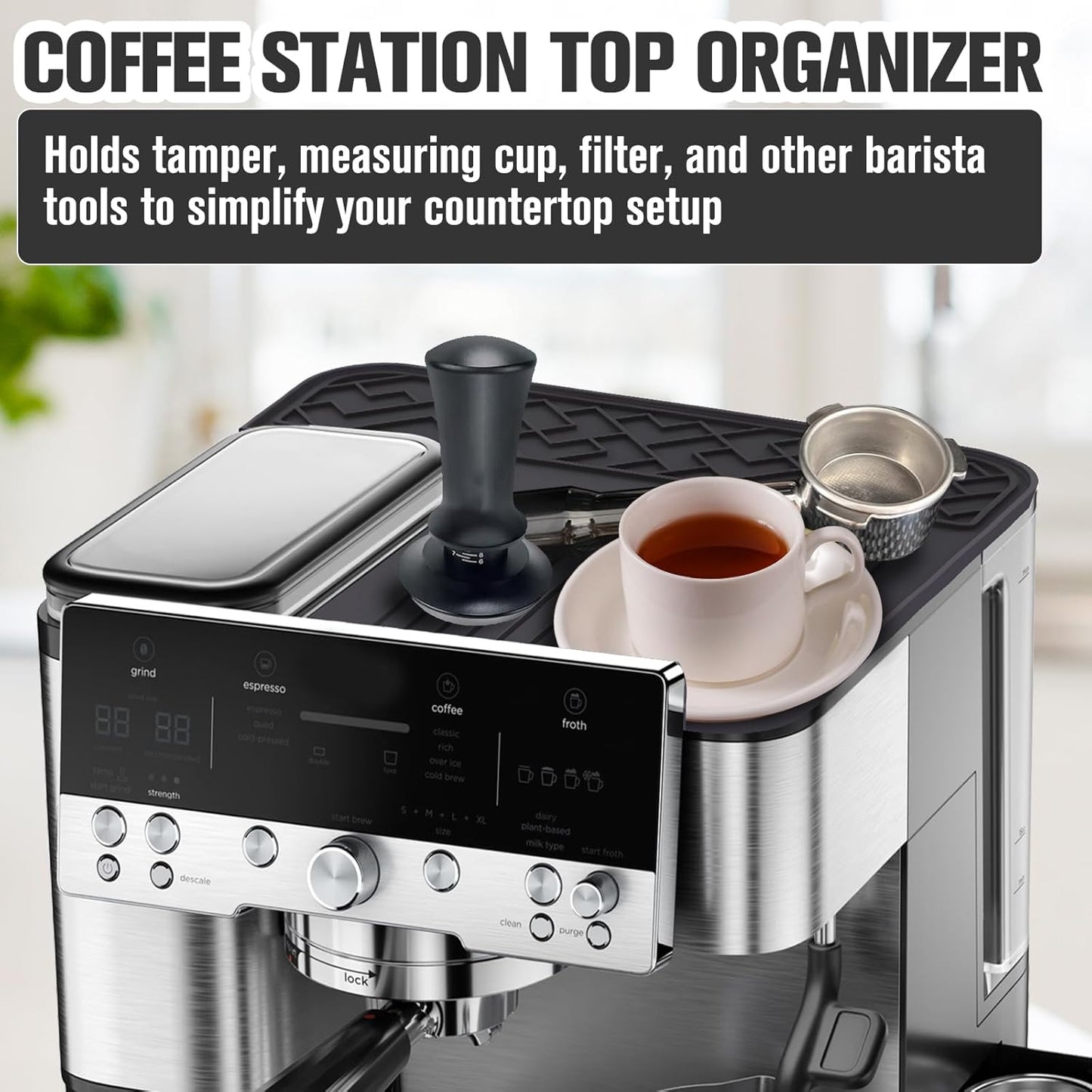 Espresso Coffee Machine Top Mat for Ninja Luxe Cafe ES601, Protect the top from scratches, Anti-Slip, Waterproof, Heat-Resistant - Food Grade Silicone Coffee Top Mat for Ninja Luxe Cafe Accessories