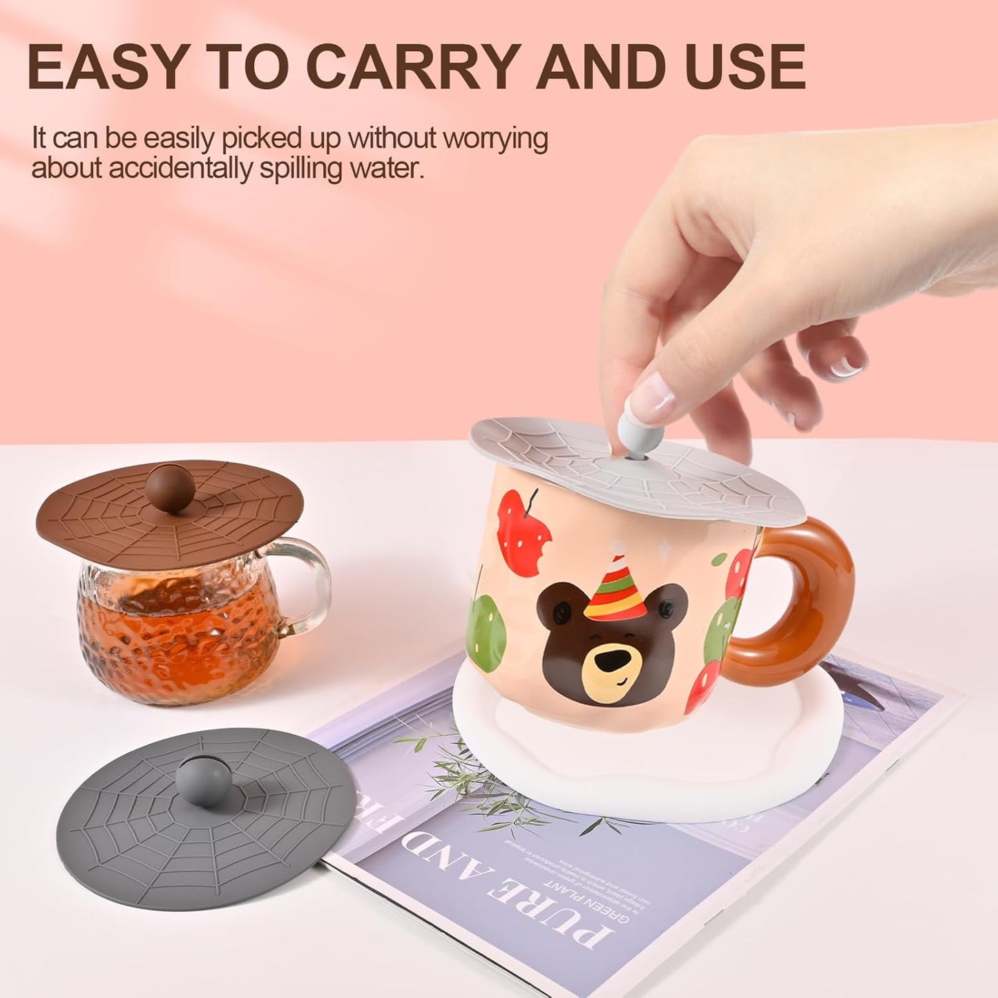 Silicone Cup Covers (Set of 3) , Multicolored Silicone Lids for Mugs, Cups, Tea Pots,Flexible Mug Covers,Hot Cup Lids for Coffee & Tea