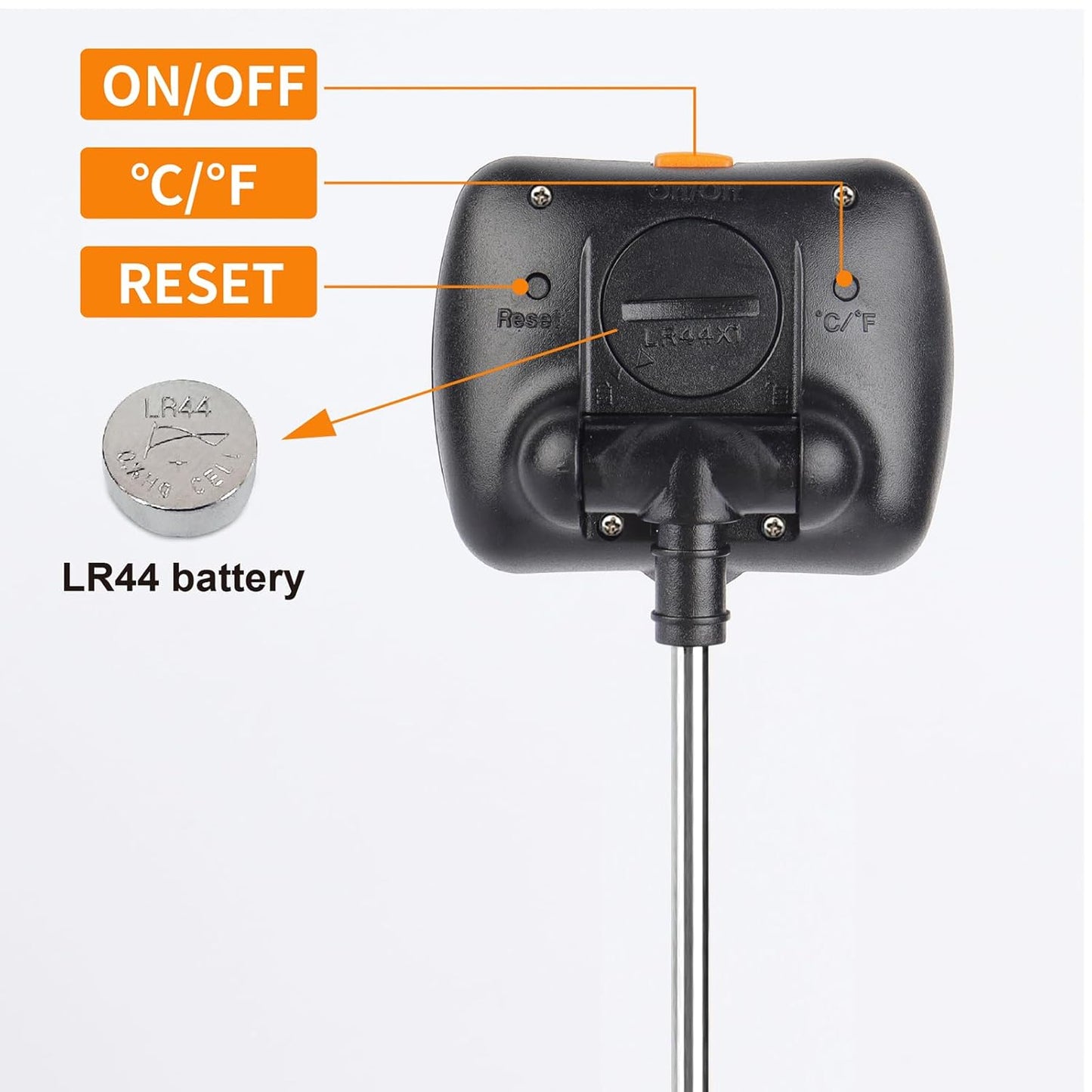 Digital Candy Thermometer with Adjustable Display, 304 Stainless Steel Probe, -58°F~572°F, Black Body, Includes 2 Pot Clips & Heat-Insulating Pad for Sugar Syrup, Jam, Chocolate, Frying Oil