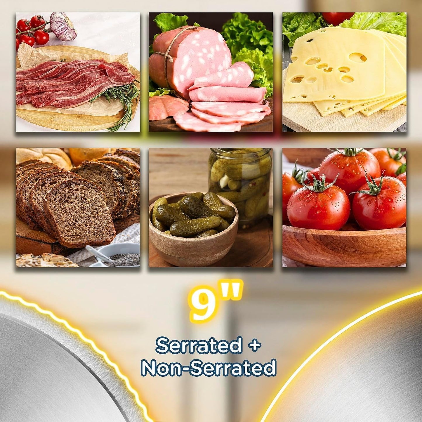 CUSIMAX Meat Slicer for Home with 1-20mm Adjustable Thickness,Electric Deli Slicer for Food Tray,Two 9" Stainless Steel Blades and Removable Food Carriage,Easy for Cut all Foods