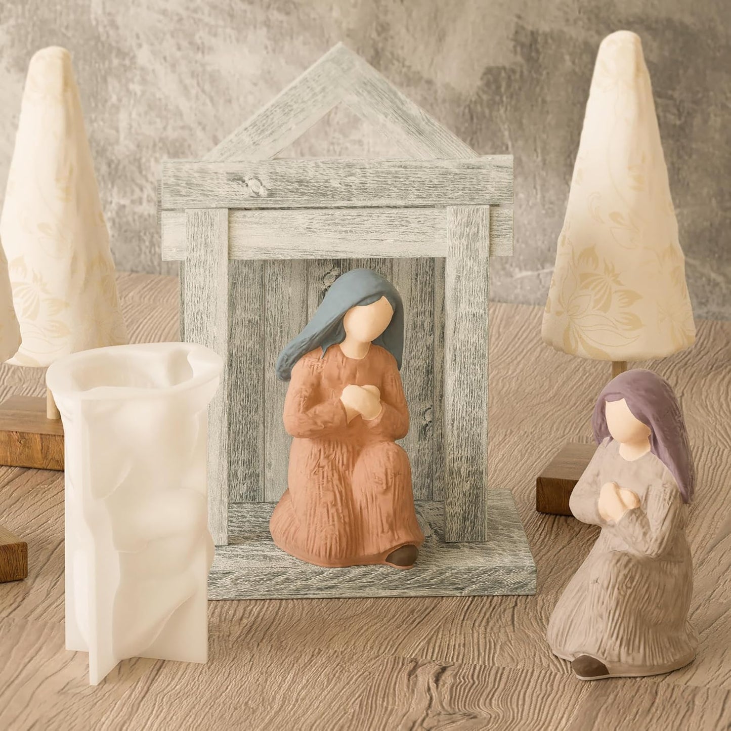 Angel Nativity Scene Molds - Jesus, Maria, Angel & Nativity Designs - Resin Casting & Silicone Molds for Candle Making & Home Decor Wave Candle Mold