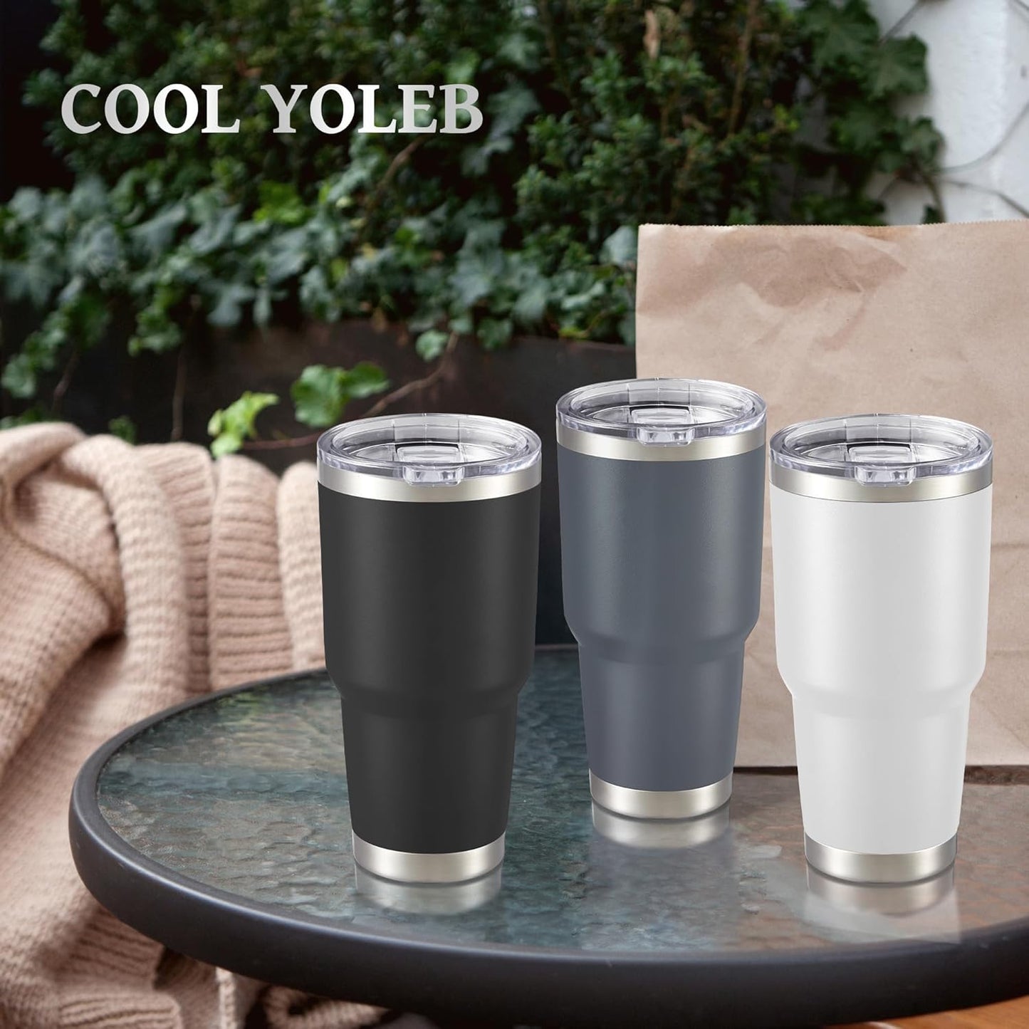 30 oz Tumbler with Lid Stainless Steel Tumblers Vacuum Insulated Cup Reusable Powder Coated Travel Mug Double Wall Leak Proof Portable Cups Keep Cold Drinks for 12 Hours, Gray, 1 Pack
