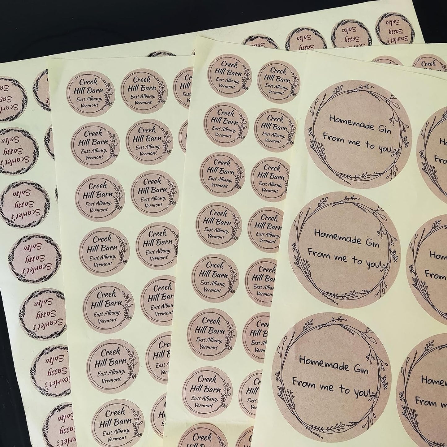 Custom Stickers Kraft Paper Labels Personalized Withe Text, Business Logo Customized Food Jars Labels Bakery Label Sticker Package Favor Canning Circle 100pcs (Style 7)