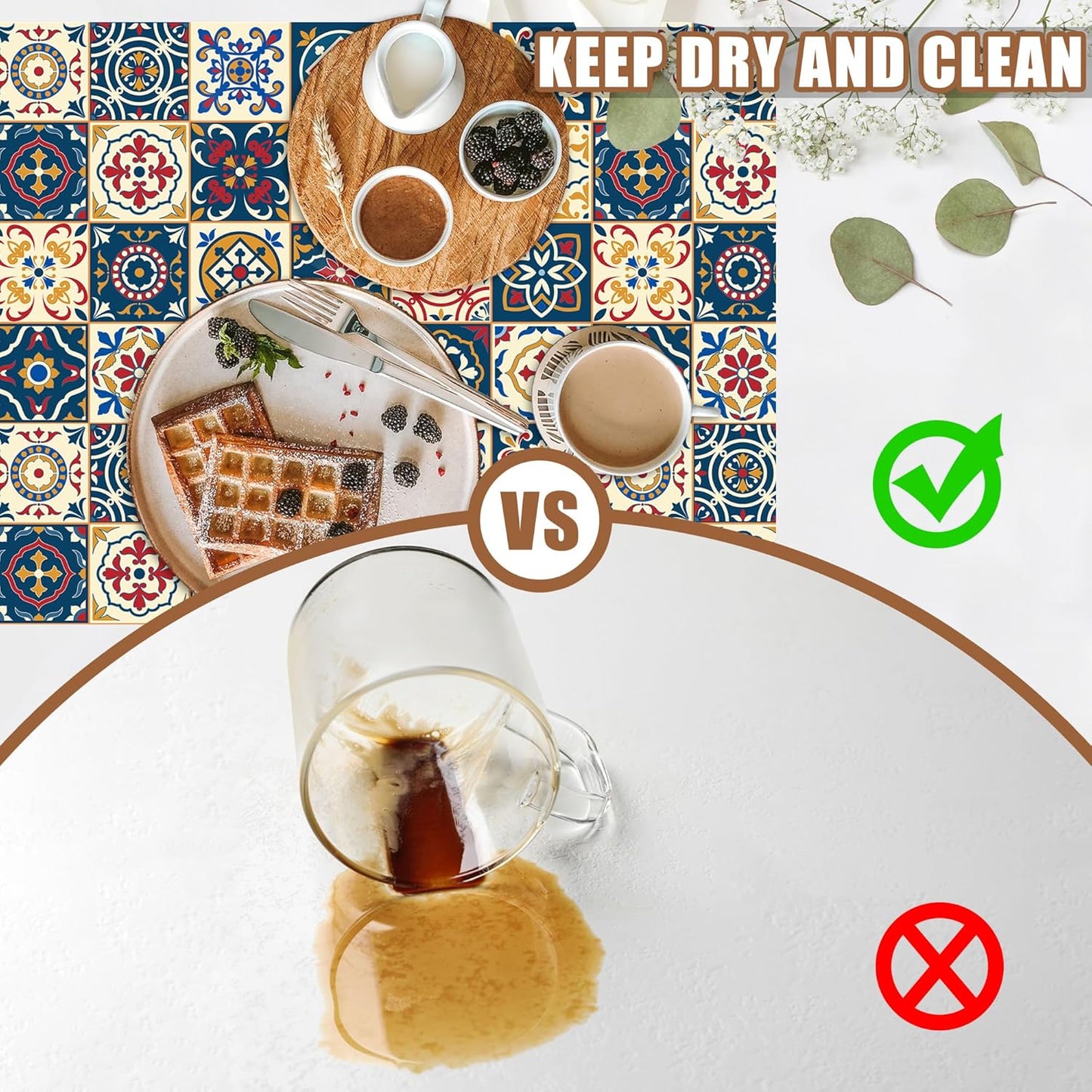 Dish Drying Mat Moroccan Tile Coffee Bar Mat for Countertop Absorbent Rubber Backed Hide Stain Dish Drainer Rack Pad Coffee Maker Espresso Machine Dining Room Decoration 11.8 x 19.7 Inch