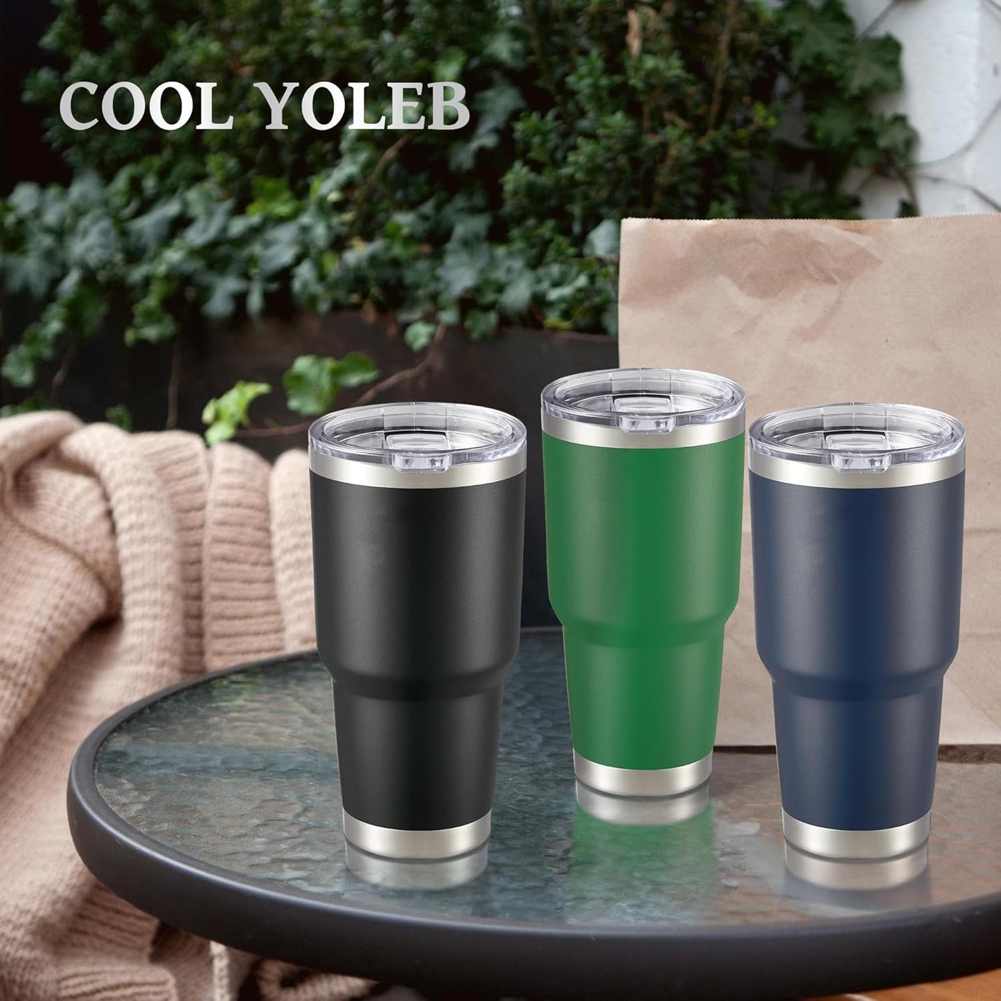 30 oz Tumbler with Lid Stainless Steel Tumblers Vacuum Insulated Cup Reusable Powder Coated Travel Mug Double Wall Leak Proof Portable Cups Keep Cold Drinks for 12 Hours, Dark Green, 1 Pack