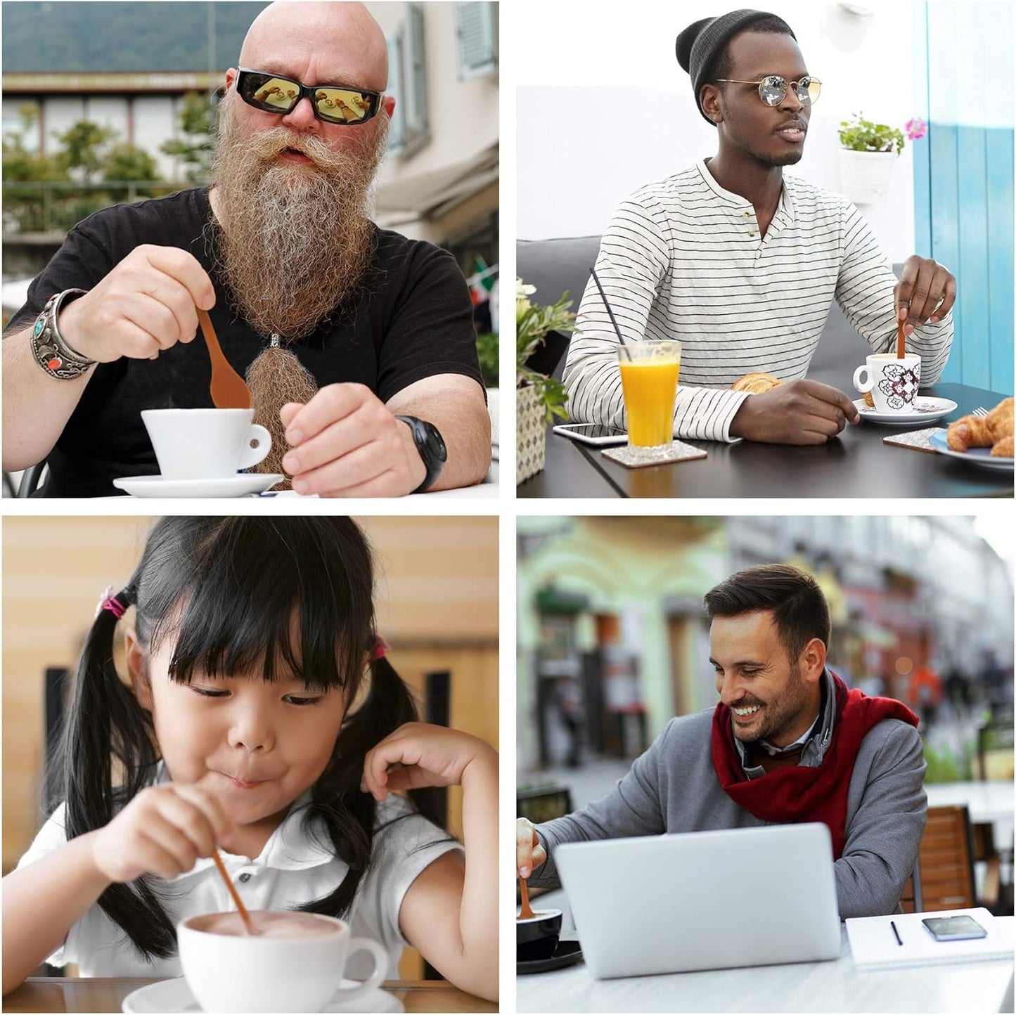 Honey Bear Kitchen Silicone Stirring Spoon (Set of 2, Honey Bear Brown) for Coffee & Tea