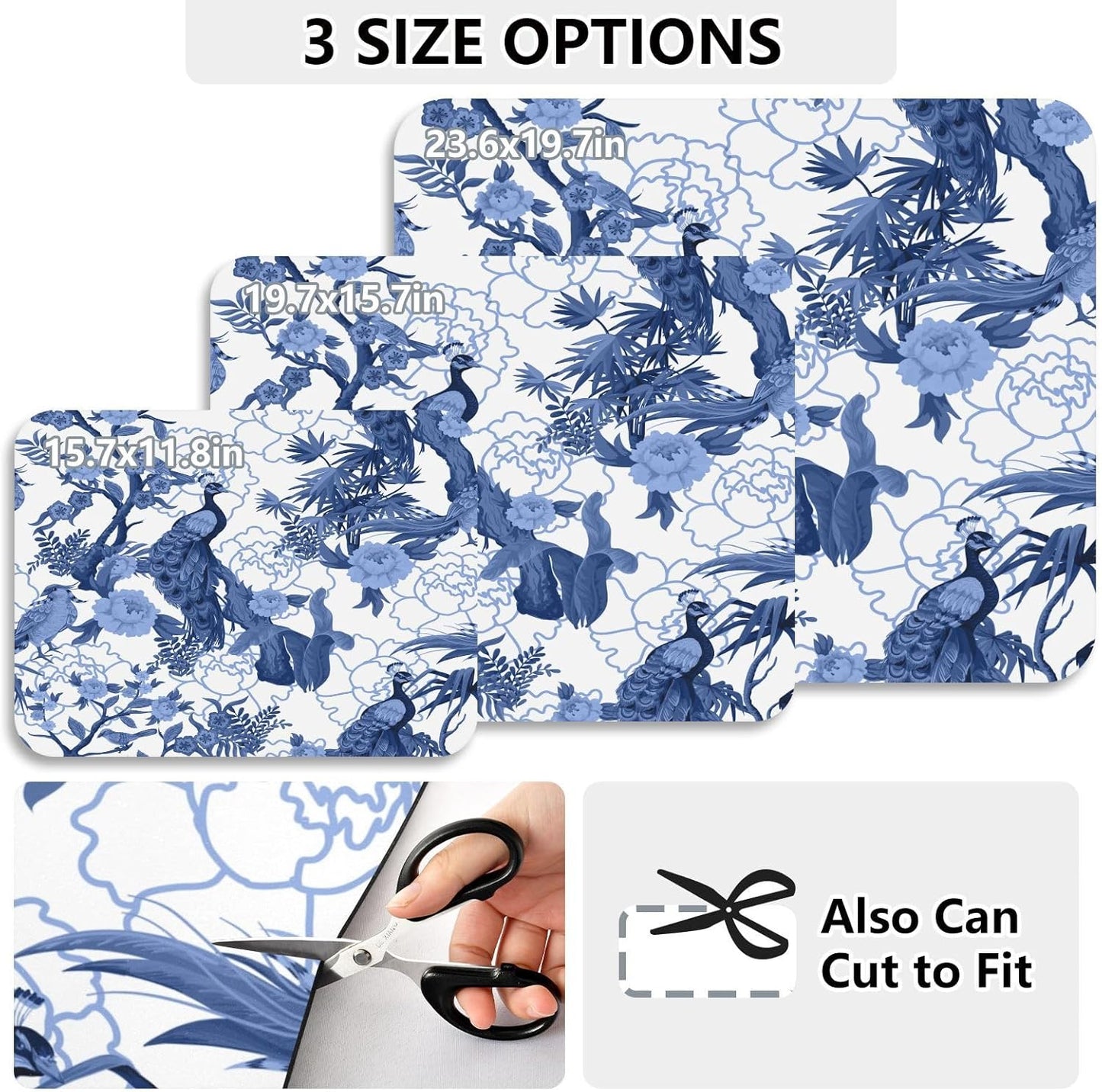 Blue Peacocks Birds Coffee Bar Mat, Rubber Backing, Dish Drying Mat for Kitchen Counter, Absorbent Coffee Maker Mats for Countertop, Heat Resistant, Coffee Flavor Menu,15.7"x11.8 " Small