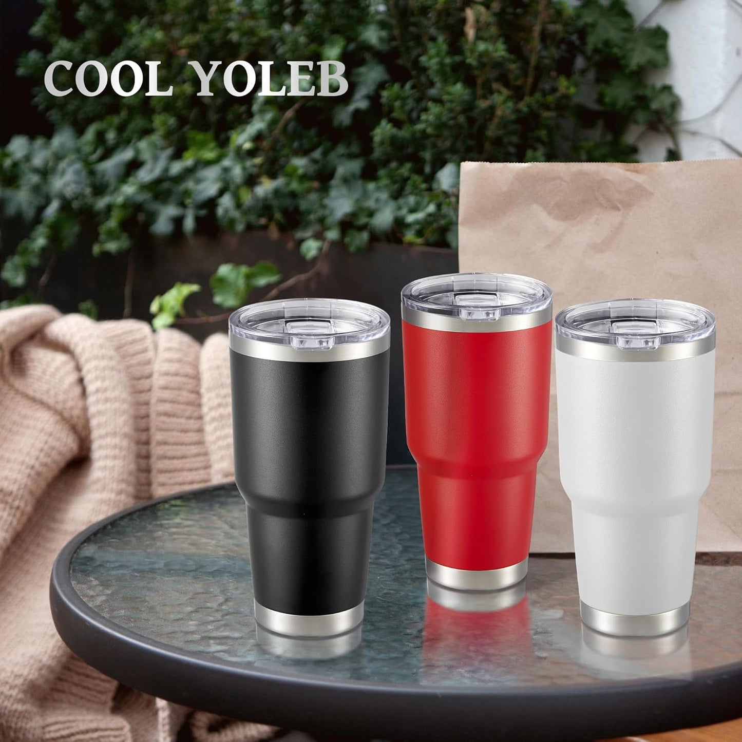 30 oz Tumbler with Lid Stainless Steel Tumblers Vacuum Insulated Cup Reusable Powder Coated Travel Mug Double Wall Leak Proof Portable Cups Keep Cold Drinks for 12 Hours, Wine Red, 1 Pack