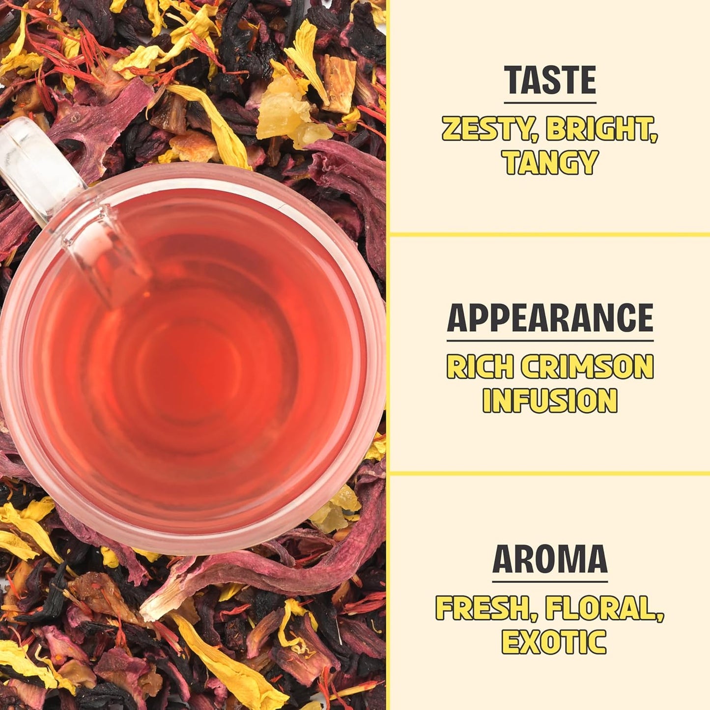 BREWIX, Mango Marvel Herbal Loose Tea (50+ Cups) | Made with Hibiscus, Mango, Pineapple, Orange Peel, Strawberry | Non-Caffeinated | Make Hot or Iced | Resealable Pouch