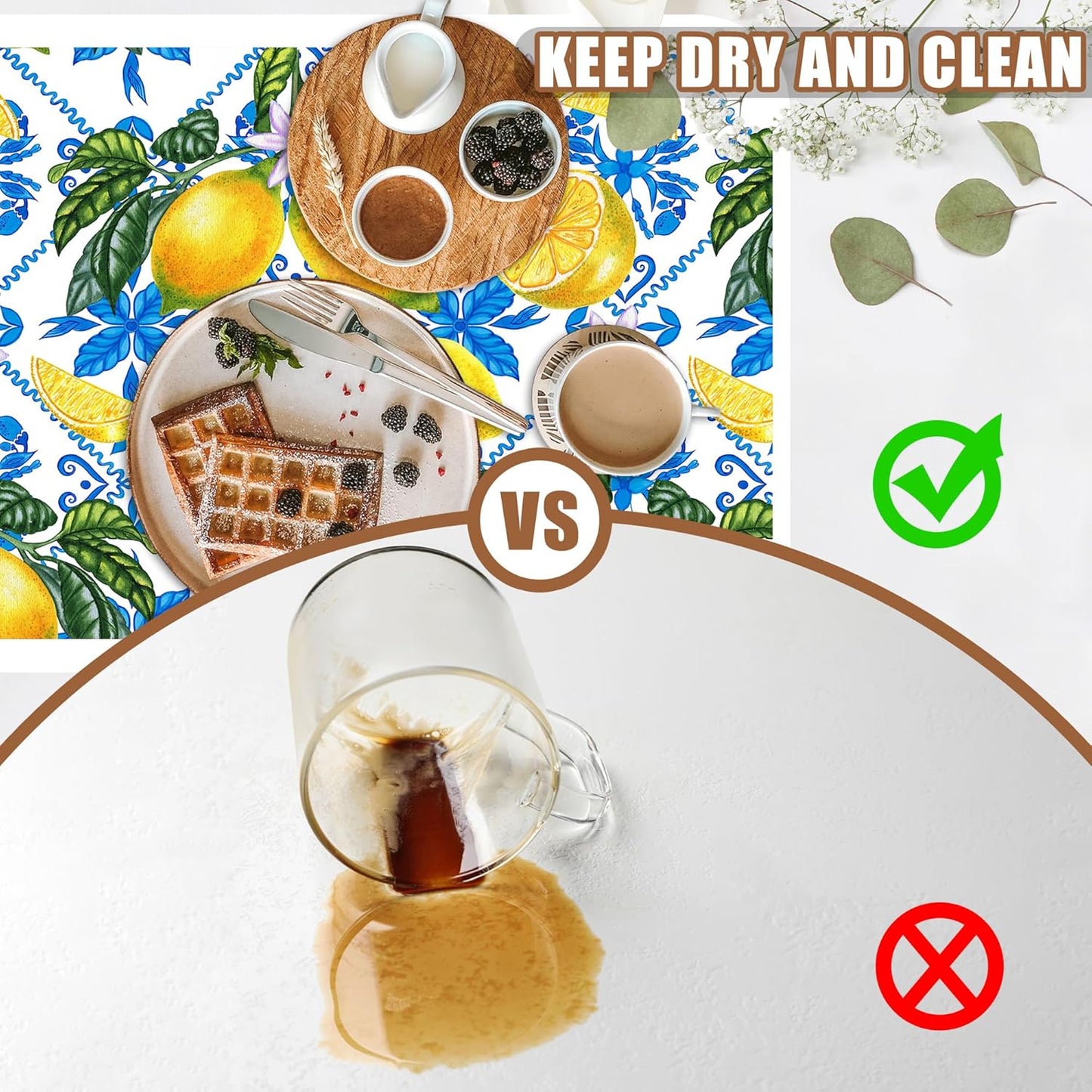 Lemon Fruit and Purple Flower Coffee Mat Absorbent Dish Drying Mat for Kitchen Counter Hide Stain Rubber Backed Coffee Bar Accessories Fit Under Espresso Machine Dish Drainer, 15.7 x 23.6 Inch