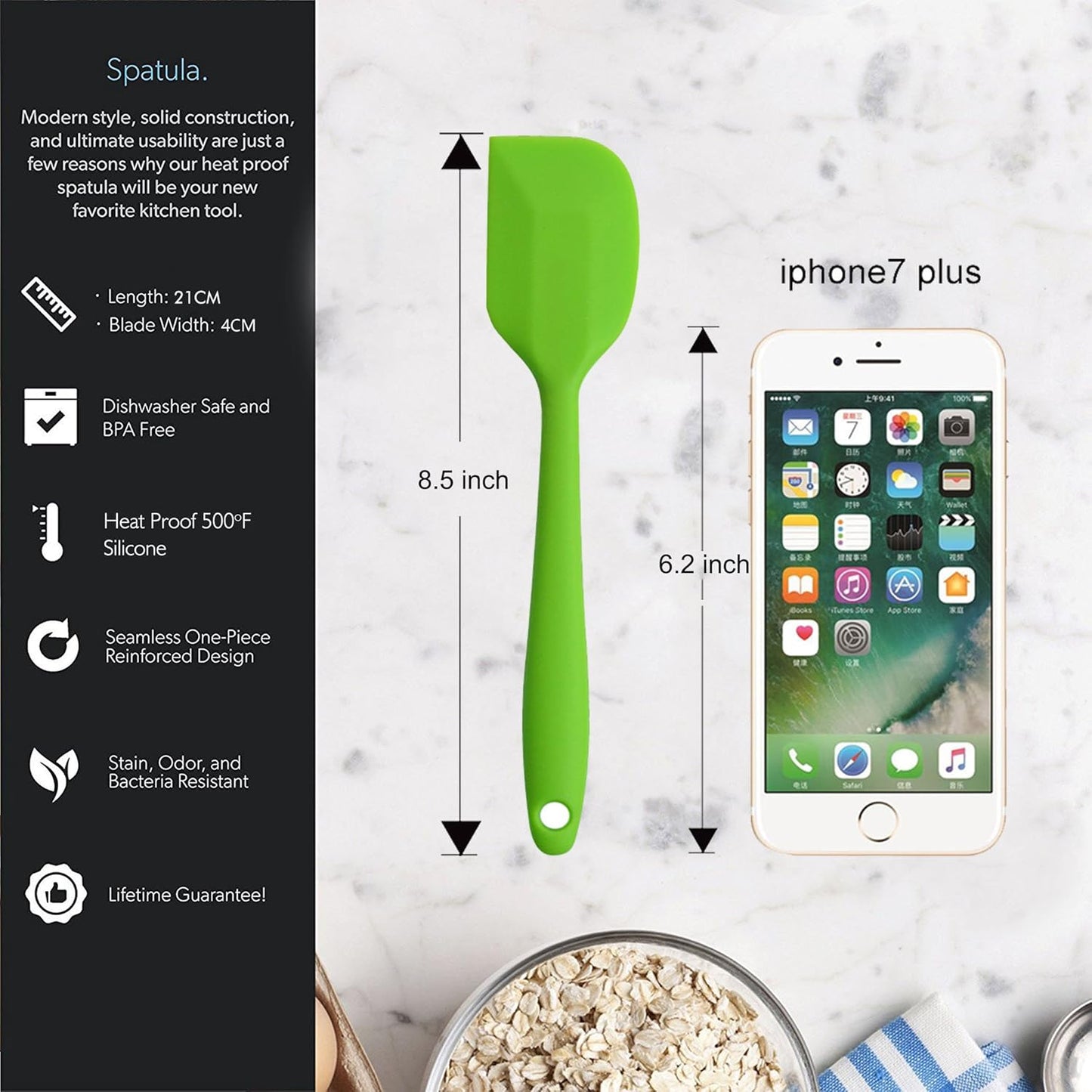 Silicone Spatulas, 8.5 inch Small Rubber Spatula Seamless One Piece Design Heat Resistant Non-Stick Flexible Scrapers Baking Mixing Tool (5 Pieces)
