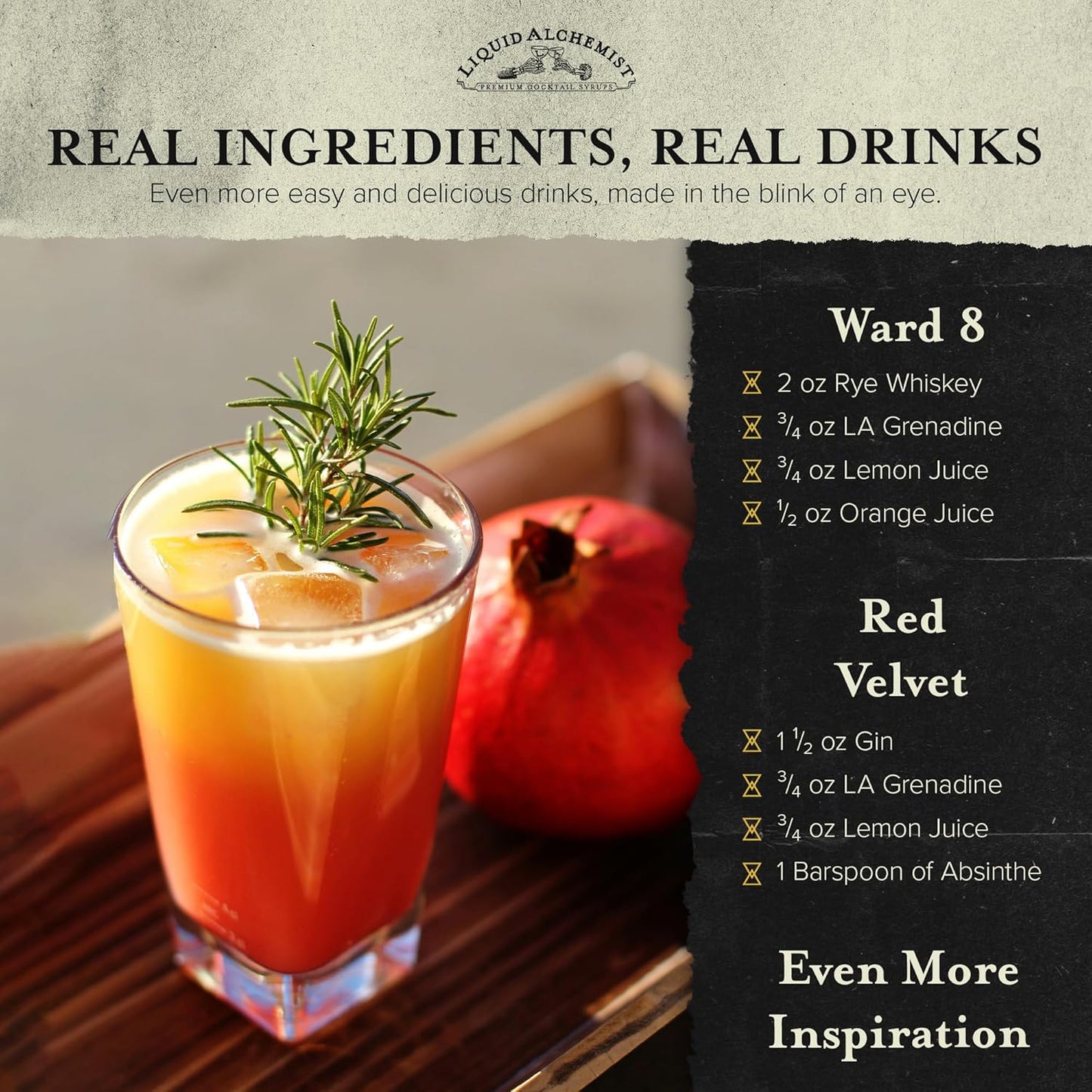 Liquid Alchemist Grenadine Syrup for Cocktails - Real Ingredients Make our Pomegranate Syrup the Perfect Shirley Temple Mix - Our Small Batch Grenadine is Non-GMO, Gluten Free & Vegan (12 oz)