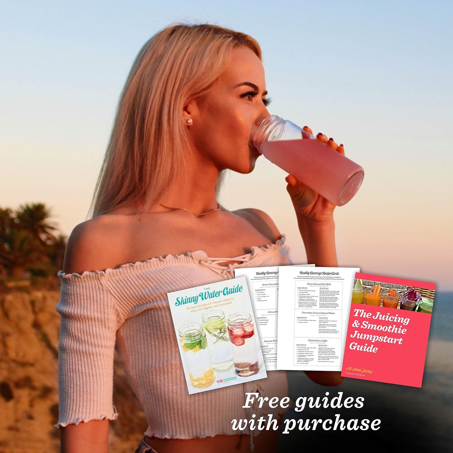 All About Juicing Clear Glass Water Bottles Set - 6 Pack Wide Mouth with Lids for Juice, Smoothies, Beverage Storage - 16 oz, Durable, Reusable, Dishwasher Safe, Leak Proof (Black Caps)