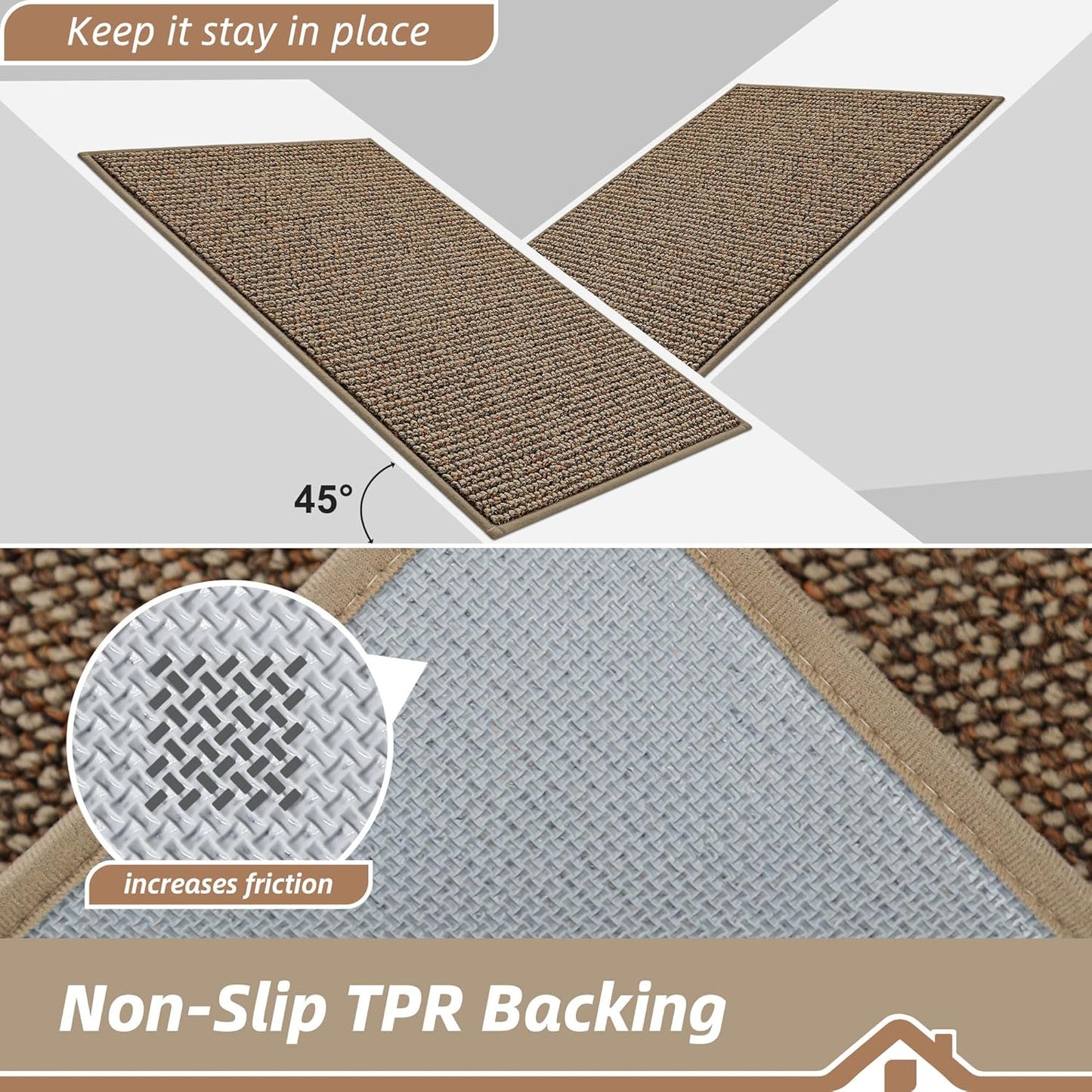BEQHAUSE Dirt Trapper Door Mat 24" x 36", Non-Slip Washable Doormats Entrance Mat, Dirt Resistant and Absorbent Welcome Mat, Low Profile Floor Mats for Front Back Door and Entryway, Beige