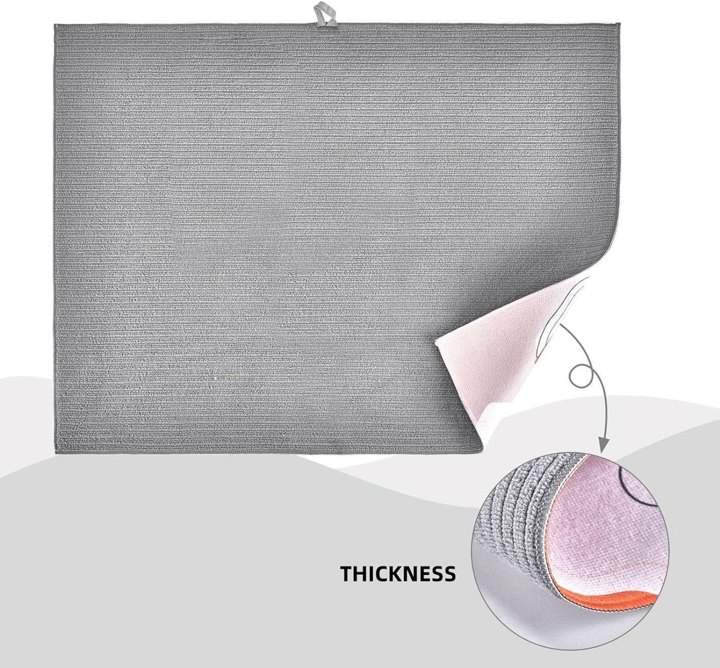 Floral Kitchen Dish Drying Mat for Dishes 18x24 Inch Vintage Groovy Flowers Drying Mat White Daisy Dish Drainer Mat Super Absorbent Dish Rack Pad for Coffee Bar Sinks(Green)