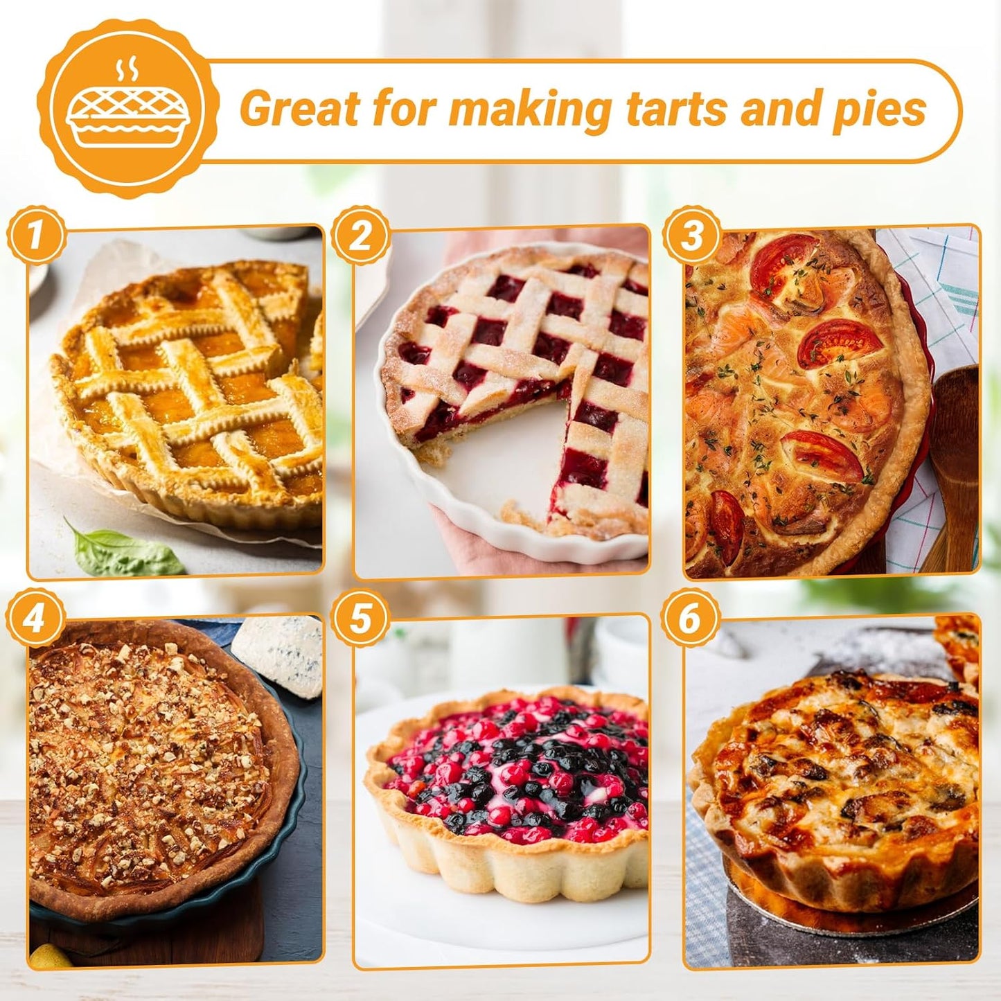 Beasea 6 Inch Tart Pan, 2pcs Small Tart Pie Pans with Removable Bottom Mini Non Stick Pie Tin Container Pan Loose Bottom Fluted Quiche Baking Pan for Fruit Tart Quiche Cakes