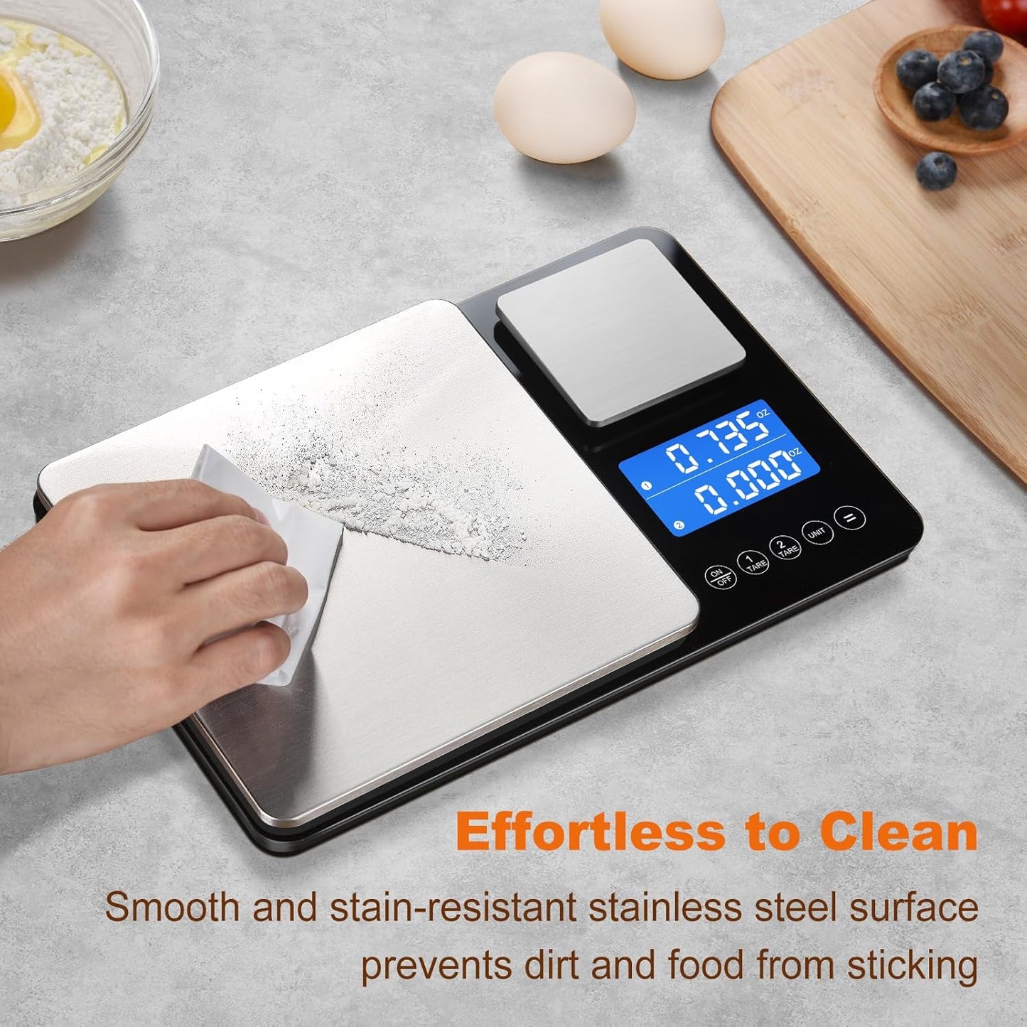 0.001oz/33lbs Dual Platform Food Kitchen Scales Digital Weight Grams and Ounces, Two Precisions Kitchen Scale for Sourdough Bread, Baking and Cooking with 7 Units Tare, Accumulation Functions