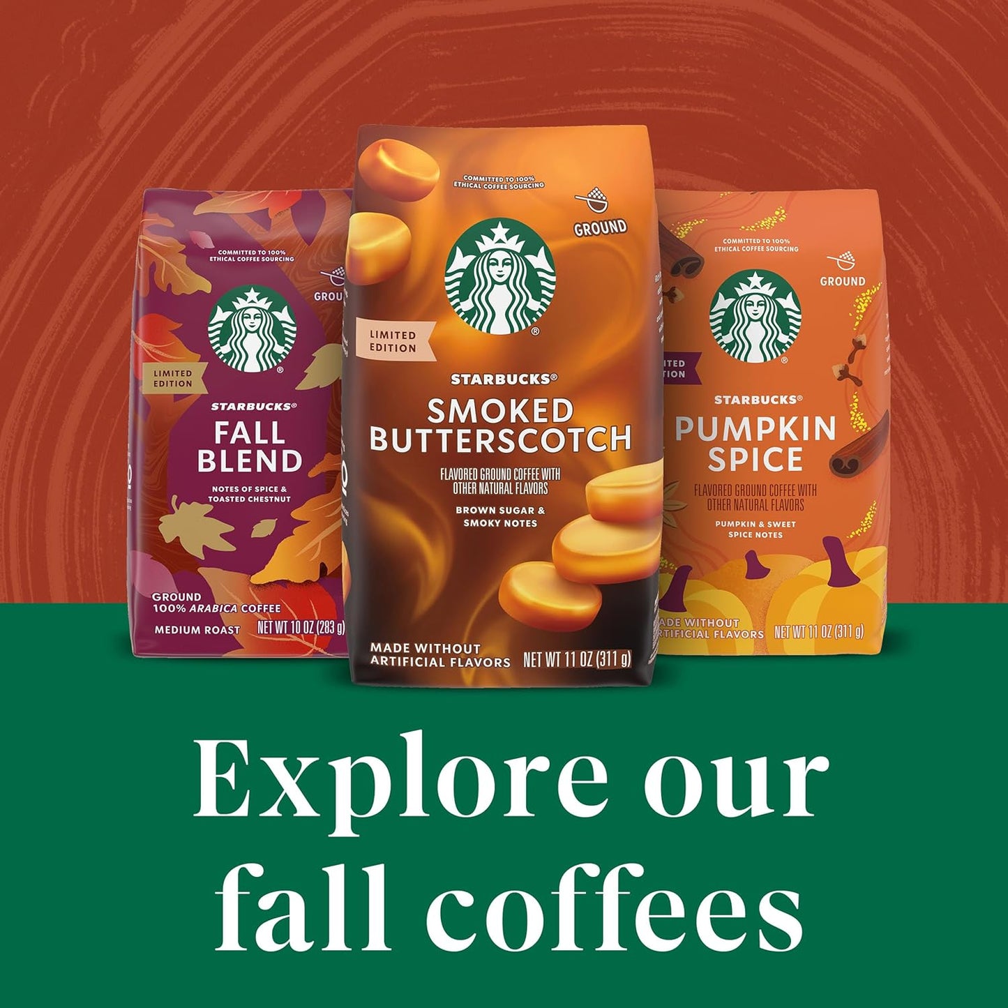 Starbucks Ground Coffee, Pumpkin Spice Flavored Coffee, 100% Arabica, Limited Edition, 1 Bag (17 Oz)