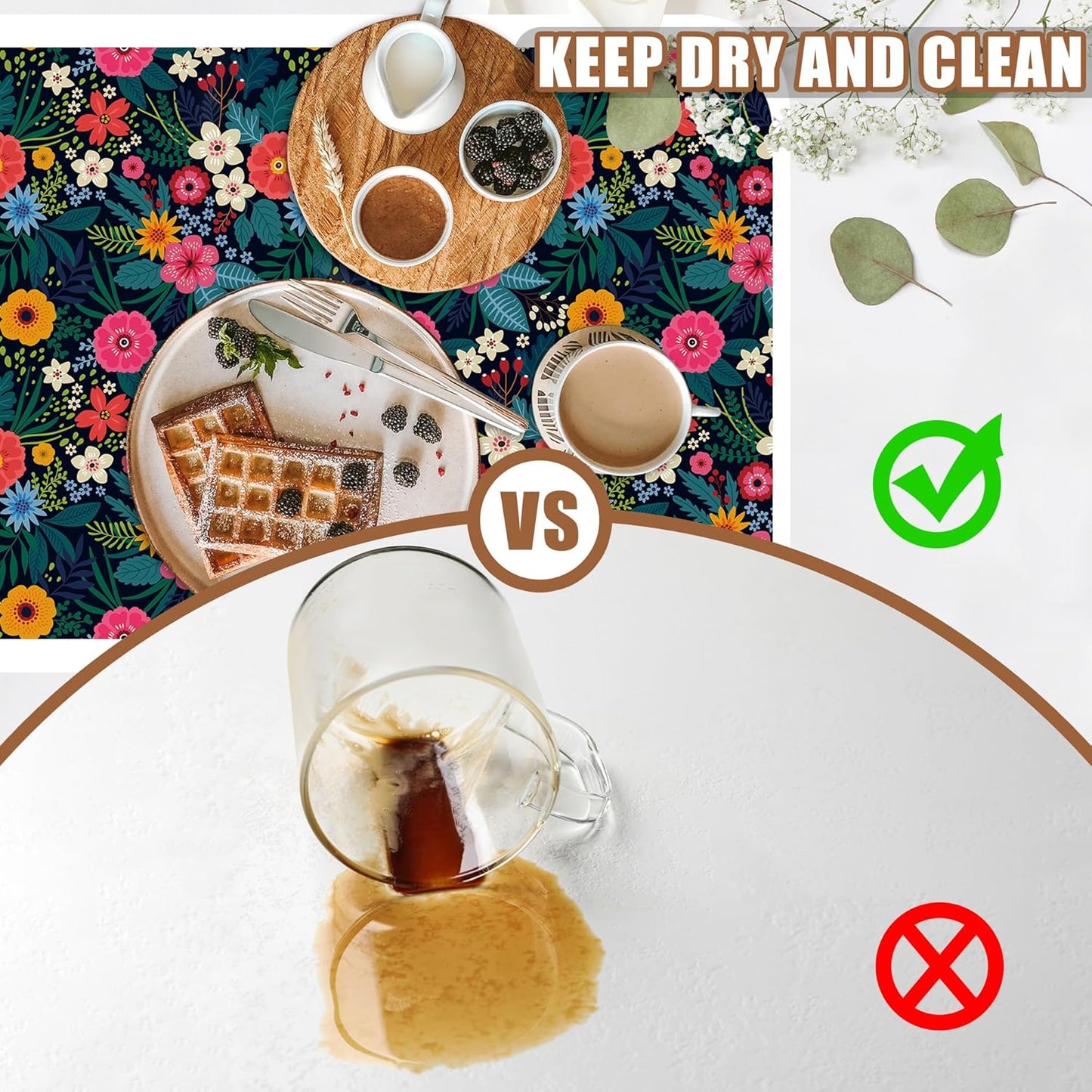 Dish Drying Mat Colorful Flowers and Leaves Coffee Bar Mat for Countertop Absorbent Rubber Backed Hide Stain Dish Drainer Rack Pad Espresso Machine Dining Room Decor 15.7 x 23.6 Inch