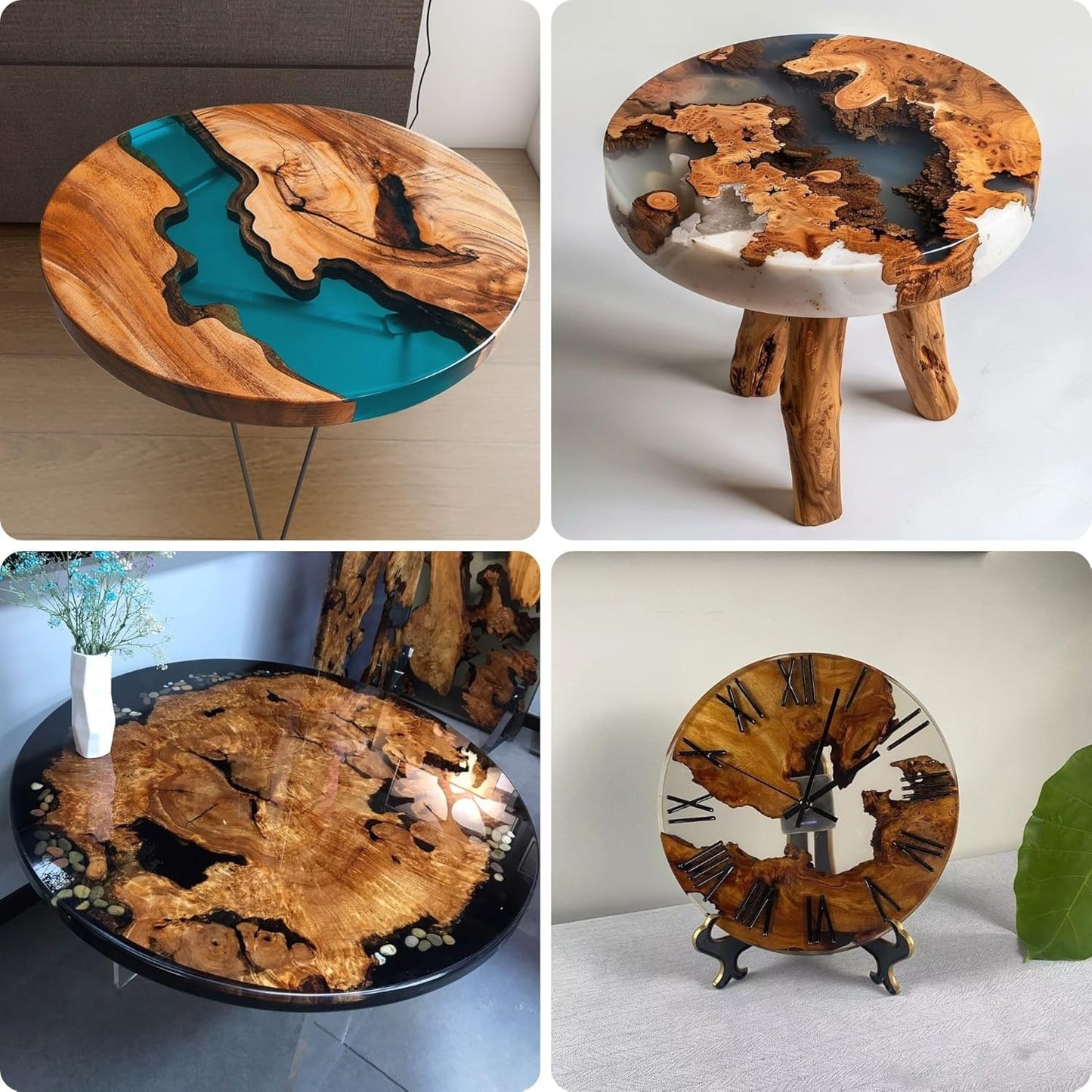 Resin Mold Large Round Deep -Kalinta 20inch Reusable Epoxy Round Molds for Resin Clock, Serving Tray Board, End Table,Floral Preservation Bouquet