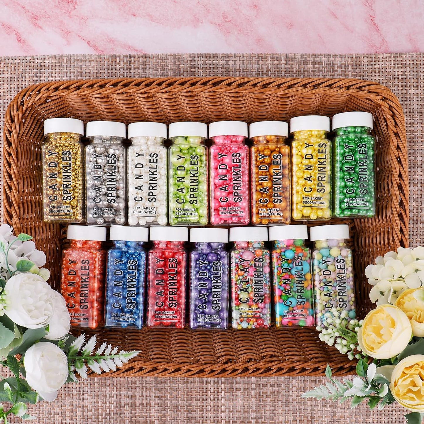 Rainbow Sprinkles Edible Cake Decorations, 6 Sizes Mix Colorful Pearl Sugar Sprinkles for Cupcake Cookies Ice Cream Donuts Baking Topping 4.6 oz