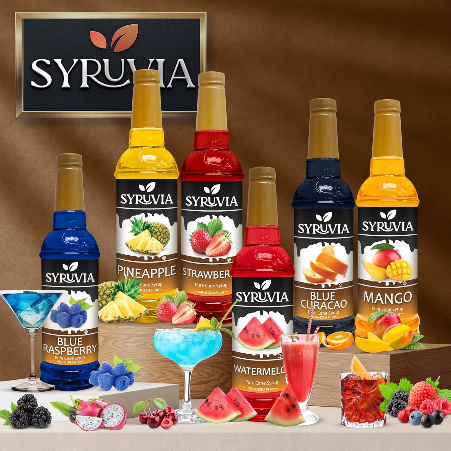 Syruvia Premium Raspberry Syrup - 25.4 fl oz Kosher Best For Drinks, Dessert, Soda, Smoothies, Gluten-Free, Non-GMO Flavor