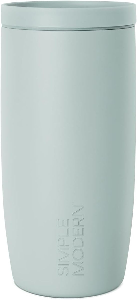 Simple Modern Travel Coffee Mug Tumbler with 360° Lid | Ceramic-Lined Insulated Stainless Steel Cold Brew Iced Coffee Cup | Gifts for Women Men Her Him | Voyager Signature | 16oz | Sea Glass Sage