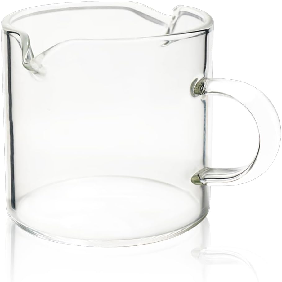 BCnmviku Shot Glasses Espresso Parts Double Spouts Milk Cup Clear Glass (Clear Glass-1Pack)