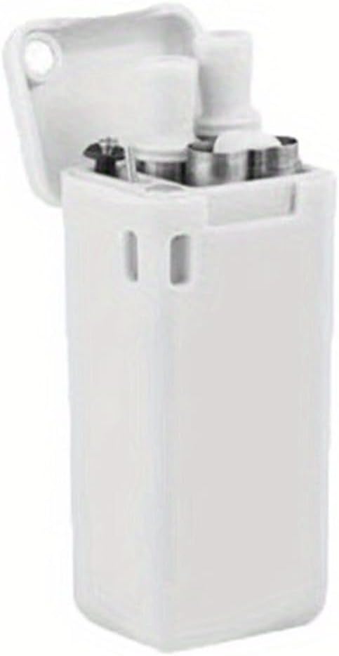 Foldable Straw with Storage Box, Reusable Folding Stainless Steel Straw, Portable Collapsible Set with Silicone Tip and Cleaner Brush for Travel Home Work(white)