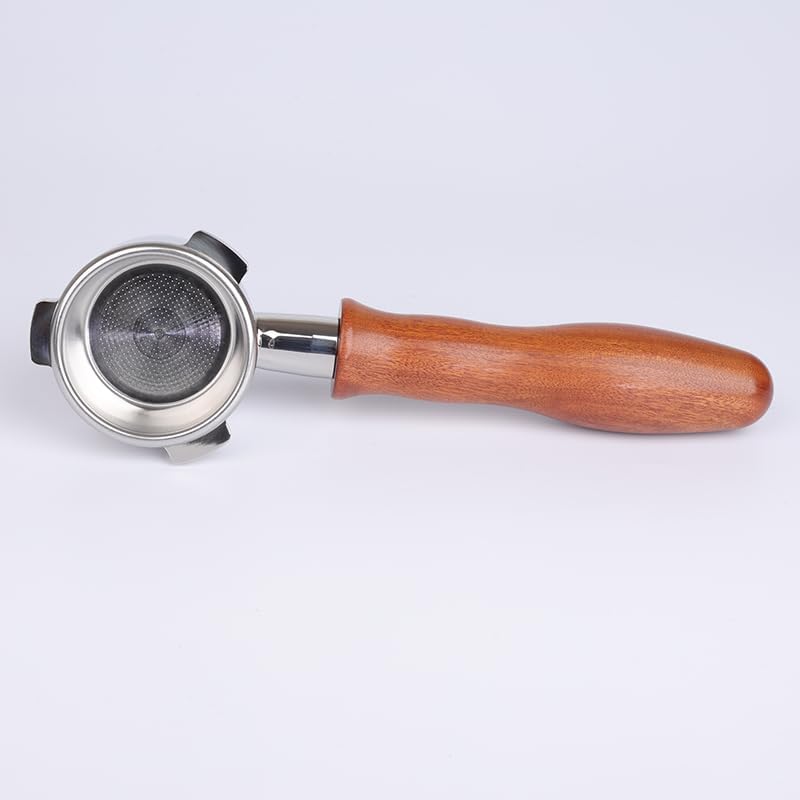 54mm Bottomless Portafilter Compatible for Breville Barista Express, Pro, Touch, Bambino, Infuser, Duo Temp and Impress | Solid Wooden Handle