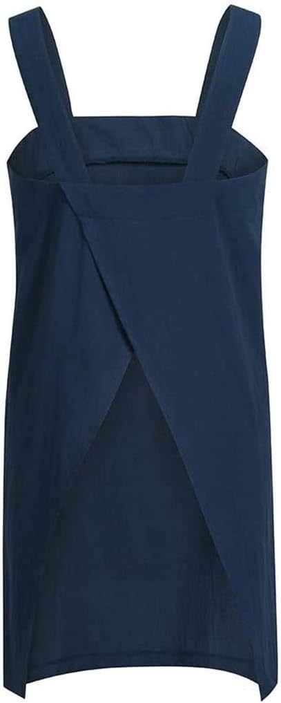 YESDOOD Cotton Linen Apron Cross Back Apron for Womens with Pockets Pinafore Dress for Baking Cooking