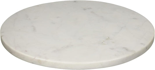 Multi-Purpose Round Shape Marble Cheese Tray | Cutting Board. Solid Large White With Non-Slip Feet For Stability & Scratch Protection. Easy To Clean,Trivet,White (11x11x0.5 Inches)