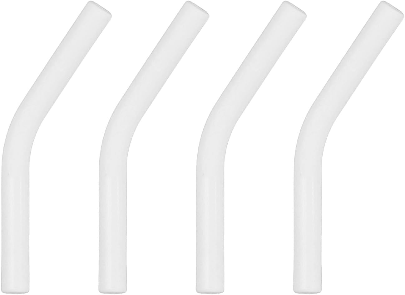 uxcell 4Pcs Silicone Straw Tips, Silicone Straw Elbows Tip, Soft Reusable Metal Straw Covers Fit for 6mm/0.24" OD Stainless Steel Straws, White