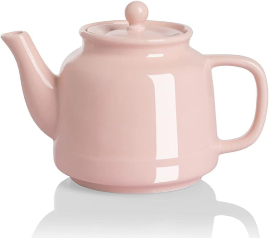 Sweejar 35 oz Porcelain Tea Pot, Teapot with Removable 18/8 Stainless Steel Infuser, Microwave & Dishwasher Safe Tea Maker, Tea Infuser Pots for Blooming loose Leaf Tea,Chrismas Women Gift (Pink)
