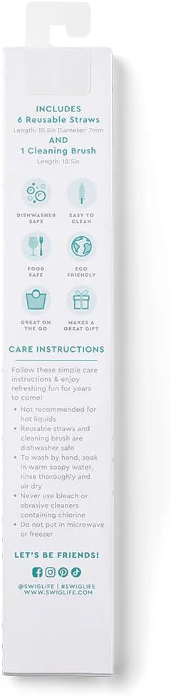 Swig Life Reusable Straws Derby Day + Blush Tall Straw Set & Cleaning Brush, Each Straw is 10.25 inch Long (Fits Swig Life 20oz Tumblers, 22oz, and 32oz Tumblers)