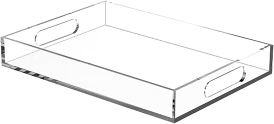 Acrylic Organizer Tray with Handles - Bed Table, Lucite Organizer for Bench, Coffee Table, Countertop, Kitchen, Bathroom, Living Room, Powder Room