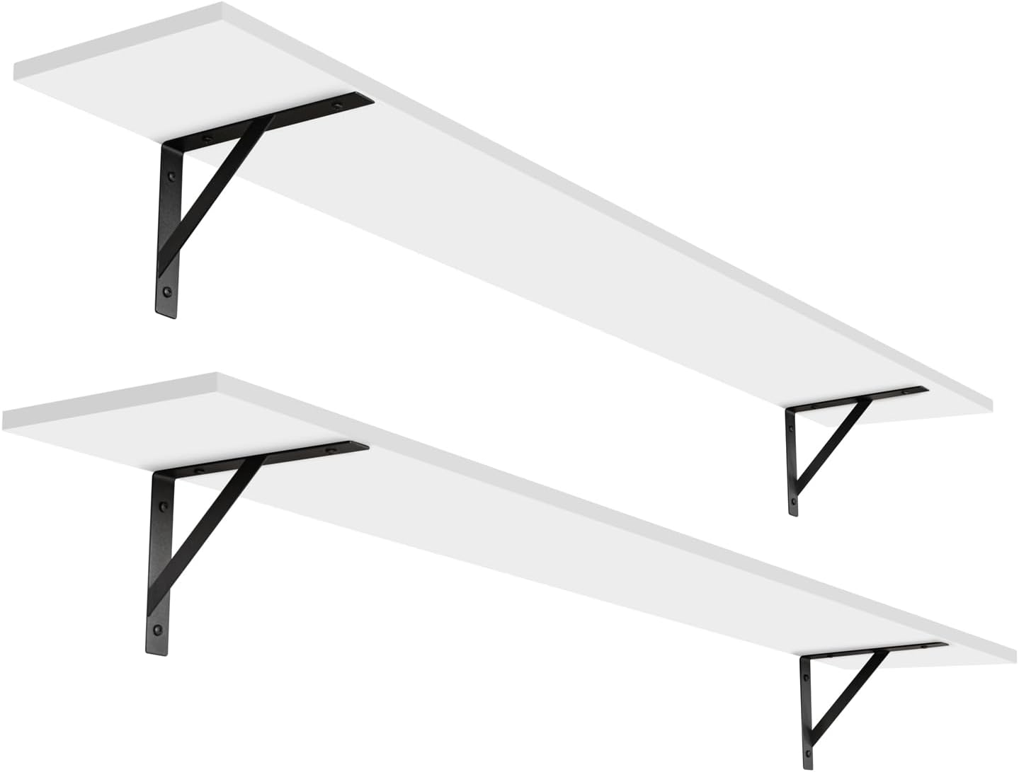 DINZI LVJ Long Wall Shelves, 55.1Inch Wall Mounted Shelves Set of 2, Extra Large Floating Storage Ledges with Sturdy Metal Brackets for Living Room, Bathroom, Bedroom, Kitchen, White