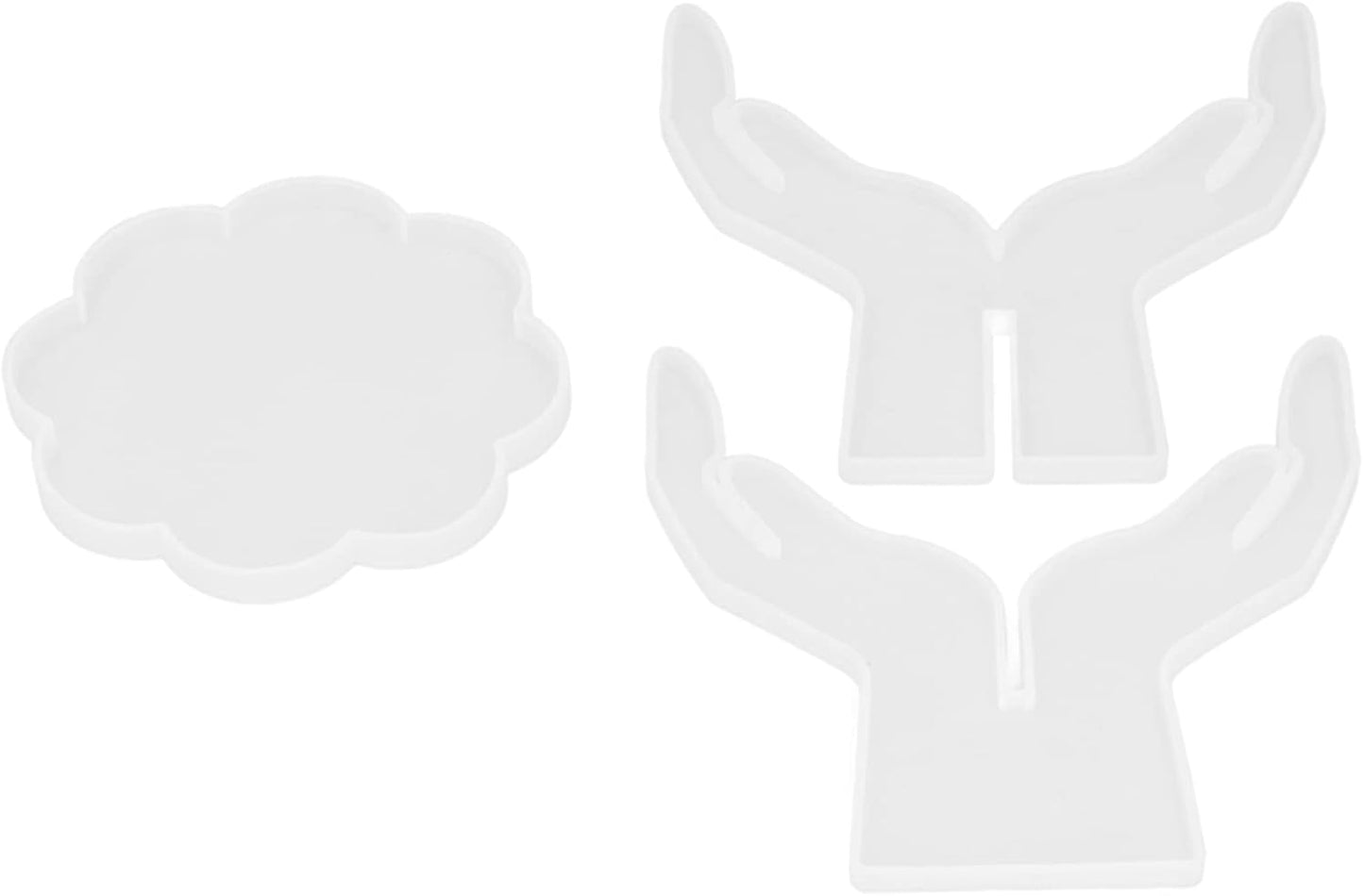 3Pcs DIY Silicone Flower Pot Shelf Mold Easy Demoulding Unique Shape Suitable for Resin Crafts (Double-Hand Flat pad Mold 60-742)