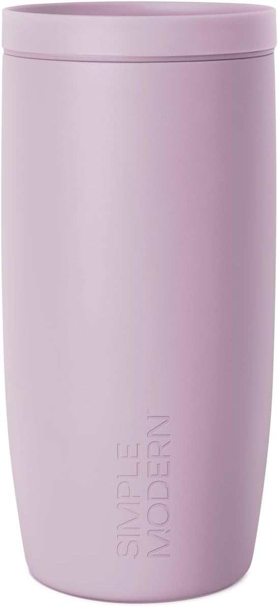 Simple Modern Travel Coffee Mug Tumbler with 360° Lid | Ceramic-Lined Insulated Stainless Steel Cold Brew Iced Coffee Cup | Gifts for Women Men Her Him | Voyager Signature | 16oz | Lavender Mist