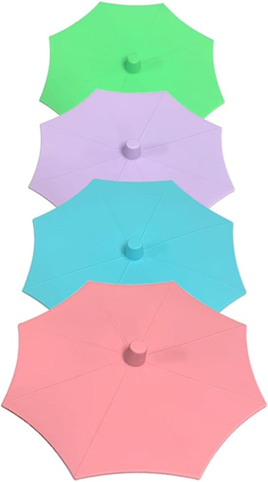 Silicone Cup Covers (Set of 4) ， Multicolored Silicone Lids for Mugs, Cups, Tea Pots,Flexible Mug Covers，Hot Cup Lids for Coffee & Tea