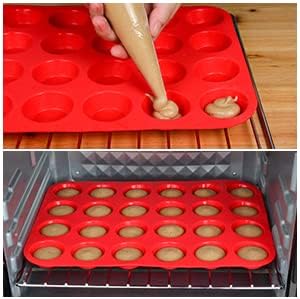 Silicone Muffin Pan Set - Mini 24 Cups, Regular 12 Cups Cupcake Pan, Jumbo 6 Cups Muffin Pan Silicone Bakeware for Baking Set of 3