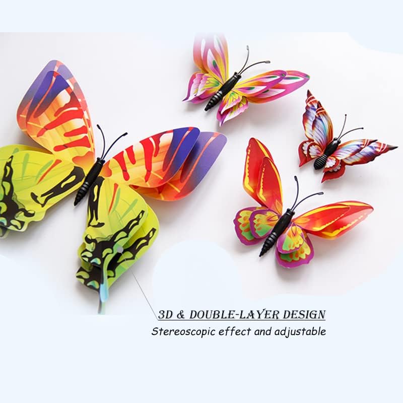 Butterfly Wall Decor 24/48 PCS, 3D Butterflies Stickers for Party Decorations with Magnets(Multiple Colour, 24)