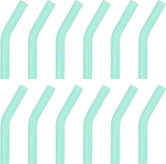 uxcell 12Pcs Silicone Straw Tips, Silicone Straw Elbows Tip, Soft Reusable Metal Straw Covers Fit for 8mm/0.31" OD Stainless Steel Straws, Mint Green