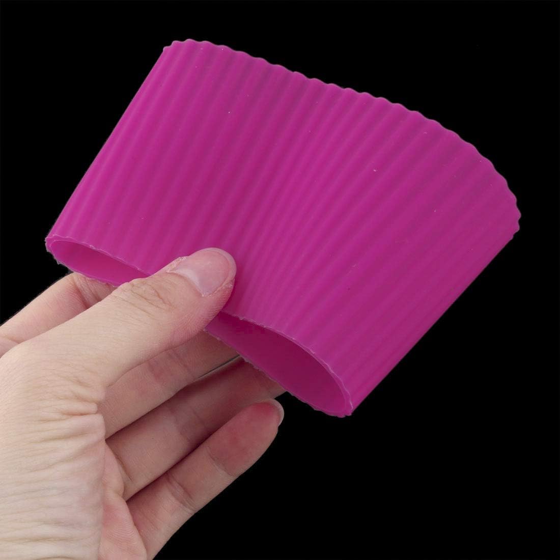 uxcell Silicone Nonslip Glass Bottle Mug Cup Sleeve Protector Cover Fuchsia