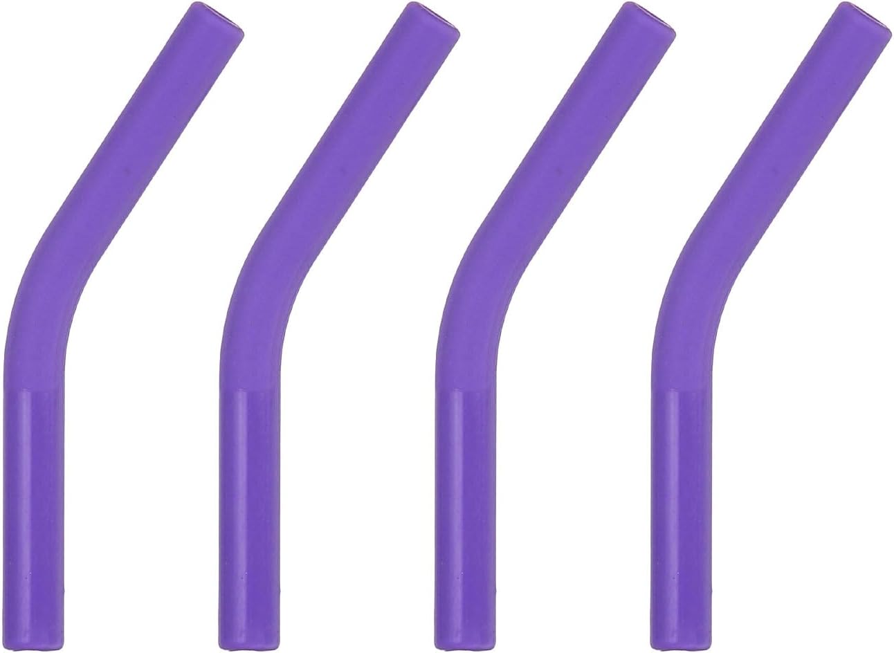 uxcell 4Pcs Silicone Straw Tips, Silicone Straw Elbows Tip, Soft Reusable Metal Straw Covers Fit for 6mm/0.24" OD Stainless Steel Straws, Purple